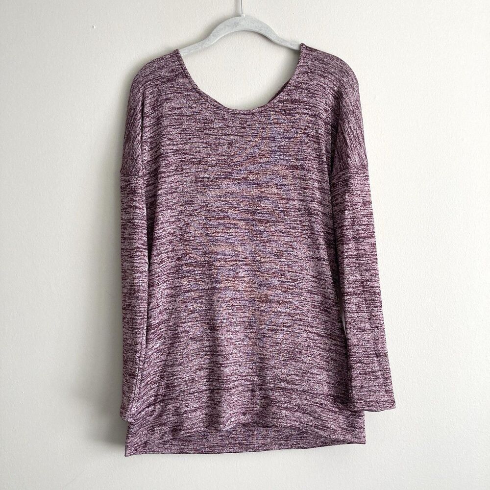 Athleta Women Plum Layered Open Back Long Sleeve Yoga Shirt Top Size Small